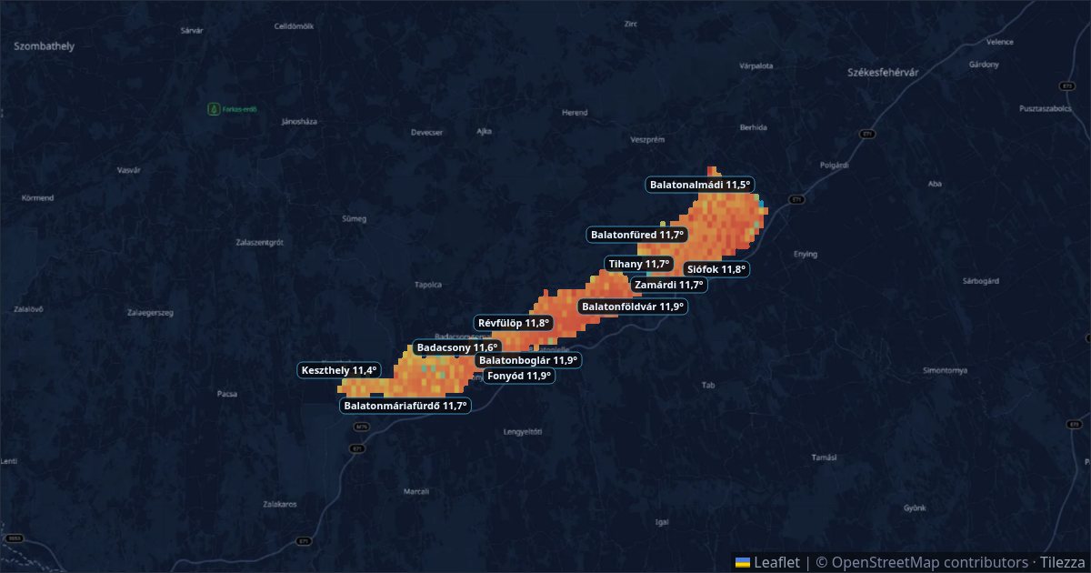 Balaton vízhőmérséklet műholdról