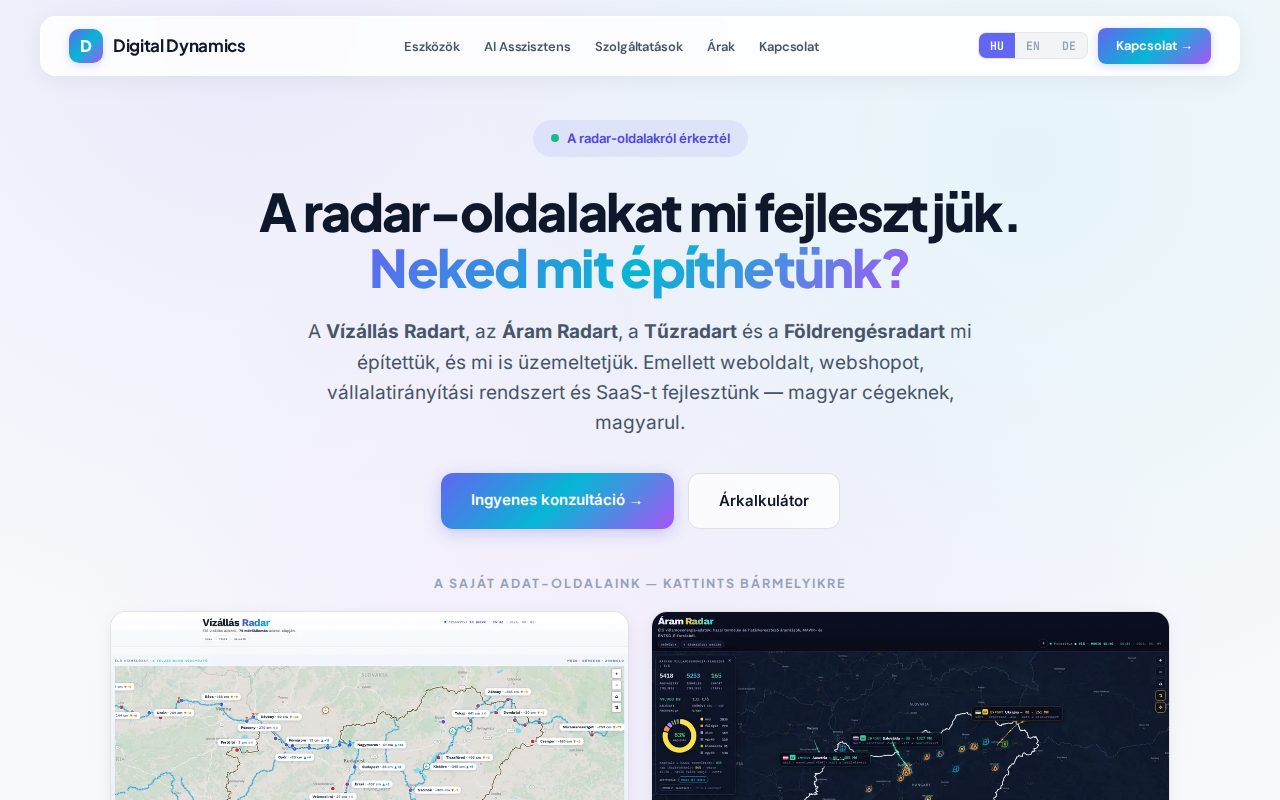 A digitaldynamics.hu weboldal előnézete