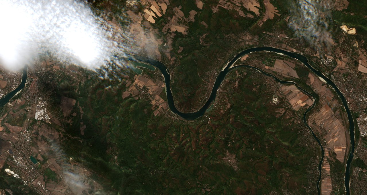 Dunakanyar műholdképe, 2026. 10. 07., Copernicus Sentinel-2 felvétel