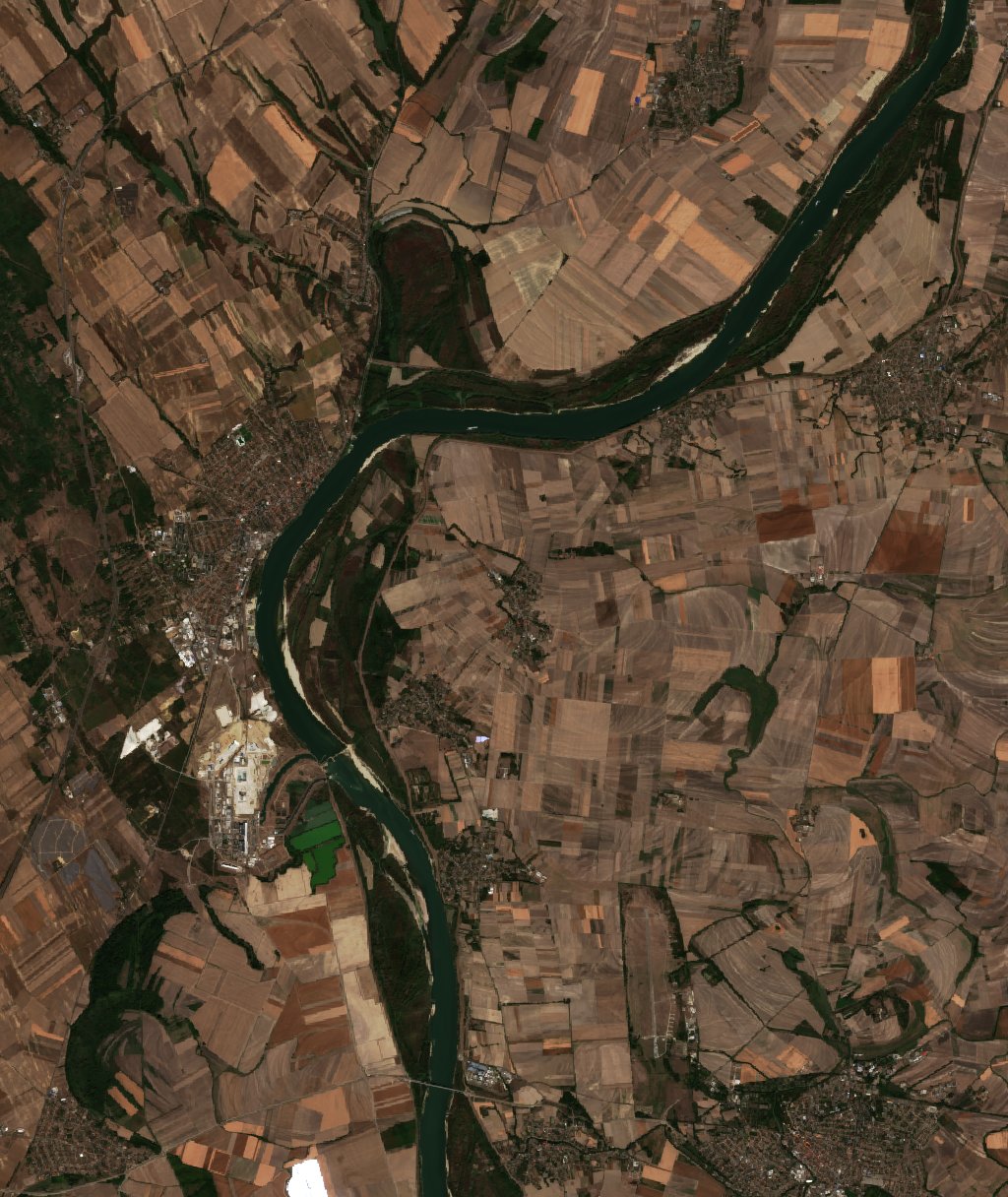 Paks és a Duna műholdképe, 2026. 09. 18., Copernicus Sentinel-2 felvétel