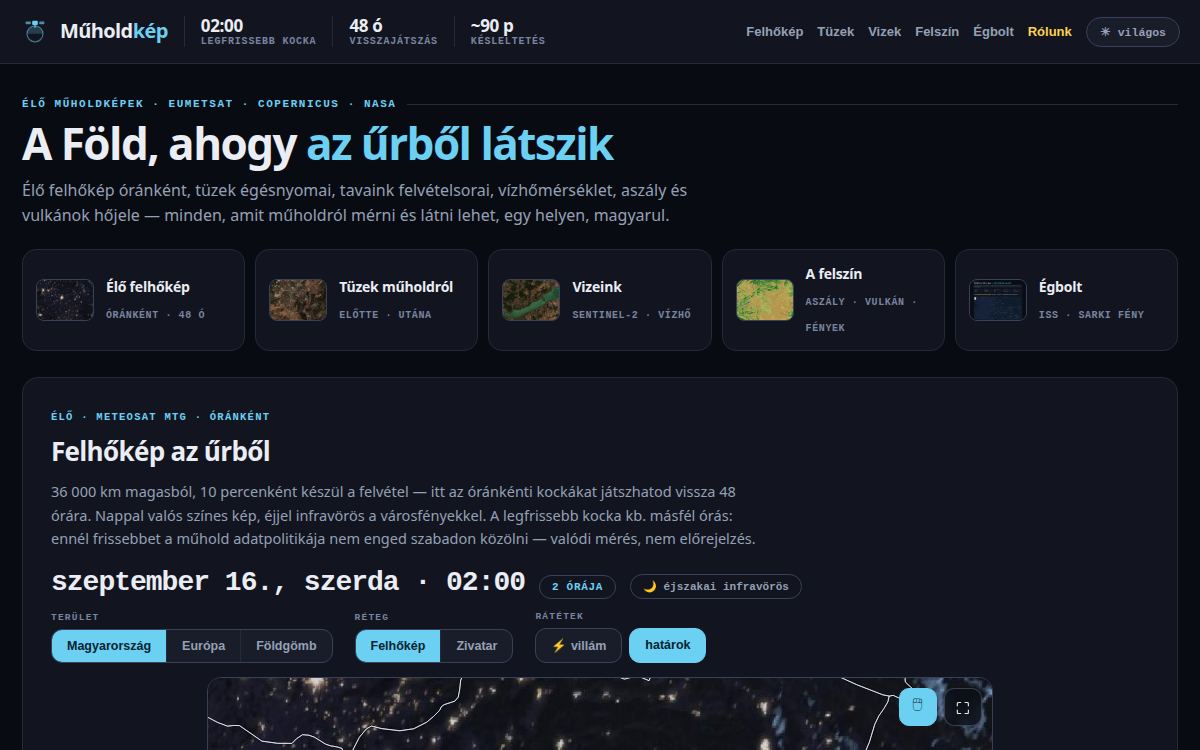 Élő műholdkép az űrből — oldal-előnézet